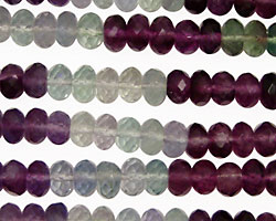 Fluorite, Rainbow Faceted Rondelle 6mm