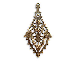 Vintaj Natural Brass Etruscan Drop Filigree 26x55mm