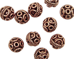 Antique Copper Round w/ Arcs and Circles 8mm