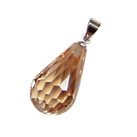 Champagne Faceted Teardrop w/ hook 12x20mm