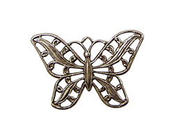 Stampt Pewter (plated) Filigree Butterfly 30x22mm