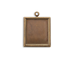 Vintaj Natural Brass Rectangle Bezel Pendant 25x28mm