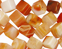 Orange Botswana Agate Diagonal Drilled Cube 8mm