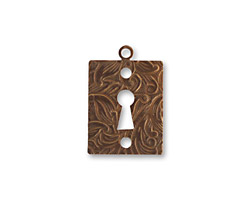 Vintaj Natural Brass Embossed Keyhole 14x20mm