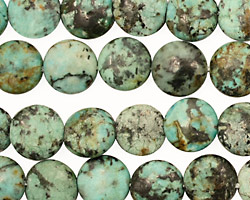 African Turquoise Puff Coin 10mm