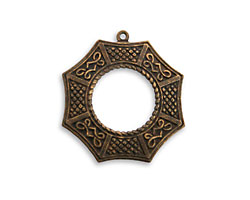 Vintaj Natural Brass Asian Window Pendant 25x26mm