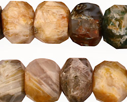 Bamboo Leaf Agate Faceted Rondelle 19-20mm