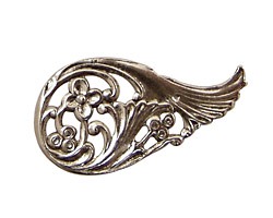 Stampt Pewter (plated) Floral Wing Filigree (right) 38x20mm