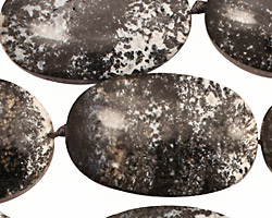 Black Plume Agate Flat Oval 33-40x20-26mm