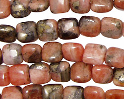 Rhodonite w/ Pyrite Puff Square 8mm