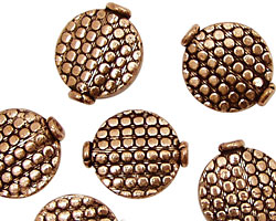 Antique Copper Puff Coin with Embossed Pebbles 15mm