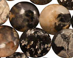 Black Silver Leaf Puff Coin 20mm
