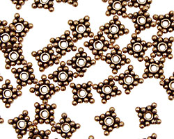 Antique Copper Beaded Square Spacer 6mm