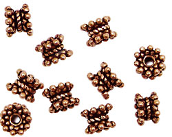 Antique Copper Rondelle w/ Scalloped Rings of Dots 6x8mm