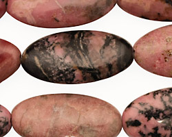 Rhodonite (w/ extra black matrix) Flat Oval 28-29x15mm