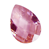 Pink Peony Faceted Flat Teardrop 22x30mm