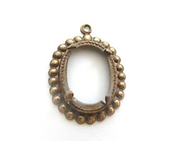 Vintaj Natural Brass Beaded Edge Setting 18x13mm