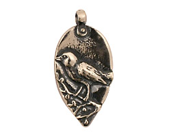 Green Girl Sterling Silver Rumi Bird Pendant 16x32mm
