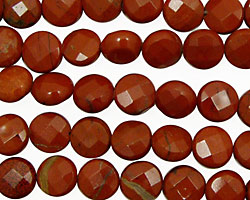 Red Jasper Faceted Coin 8mm