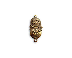 Vintaj Natural Brass Nouveau Swirls 2-Hole Connector 9 x 19mm