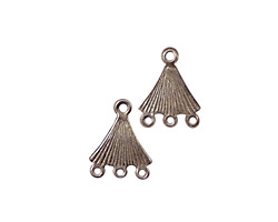 Stampt Pewter (plated) Etched Fan 3 Ring Connector 10x13mm