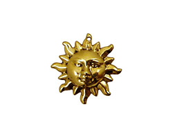 Stampt Antique Gold (plated) Sun Face Charm 20mm
