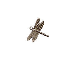 Stampt Pewter (plated) Dragonfly Charm 15x13mm