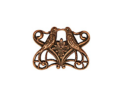 Stampt Antique Copper (plated) Kissing Birds Connector 21x16mm