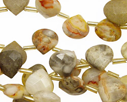 Crazy Lace Agate Faceted Flat Teardrop 10x10mm