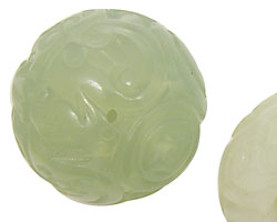 New Jade Hollow Carved Round with Vines & Swirls 30mm  