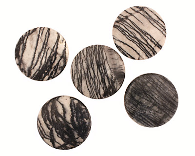 Black Water Jasper Puff Coin 40mm