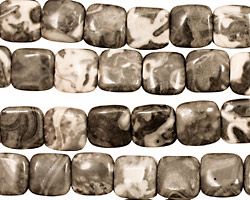 Black Tree Agate Puff Square 8mm