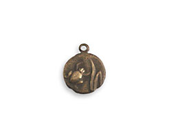 Vintaj Natural Brass Teensie Round Frog Charm 9.5mm