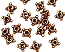 Antique Copper Beaded Square Rondelle 8mm