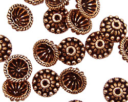 Antique Copper Fluted Bead Caps w/ Roped & Beaded Rings 10mm