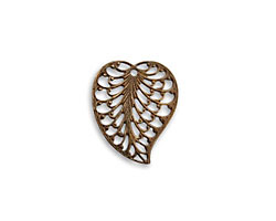 Vintaj Natural Brass Filigree Leaf Charm 16x19mm