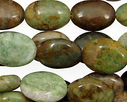 Petrified Green Opal Flat Oval 16x12mm