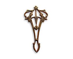 Vintaj Natural Brass Nouveau 3-Hole Connector 16x30mm