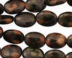 Black Leopardskin Jasper Flat Oval 14x10mm