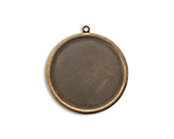 Vintaj Natural Brass Circle Bezel Pendant 32mm