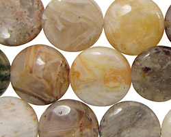 Bamboo Leaf Agate Puff Coin 16mm