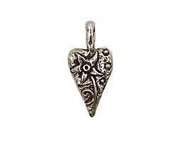 Green Girl Pewter Flower Heart Pendant 12x26mm