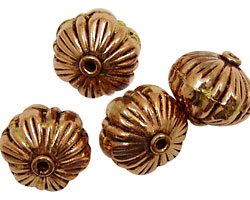 Antique Copper Carved Flower Rondelle 15x18mm