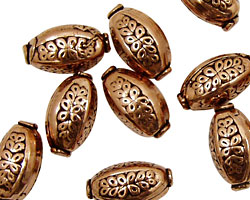 Antique Copper 4-Sided Rice with Laurel Branch 15x8mm