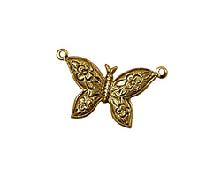 Stampt Antique Gold (plated) Etched Butterfly Connector 24x18mm
