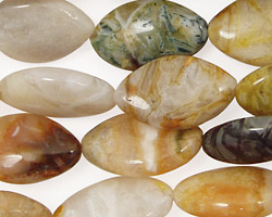 Bamboo Leaf Agate Horse Eye 19x12mm