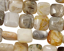 Bamboo Leaf Agate Puff Square 10mm