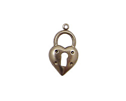 Stampt Pewter (plated) Heart Lock Charm 12x20mm