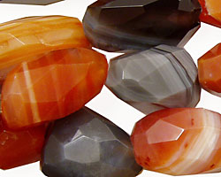 Red & Gray Botswana Agate (AA) Faceted Nugget 15-27 x 11-15mm