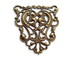 Vintaj Natural Brass Nouveau Crest Filigree 38x40mm